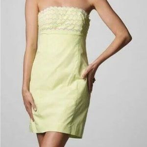 Lilly Pulitzer Lime Green Gingham Strapless Dress